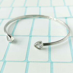 Kendra Scott Arden Silver White Crystal Cuff Bracelet w/ dust bag